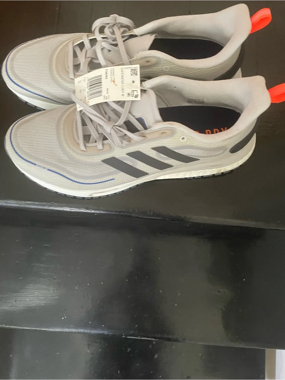 adidas Men’s Light Gray and Black Cold RDY Sneakers with Orange Pull Tabs